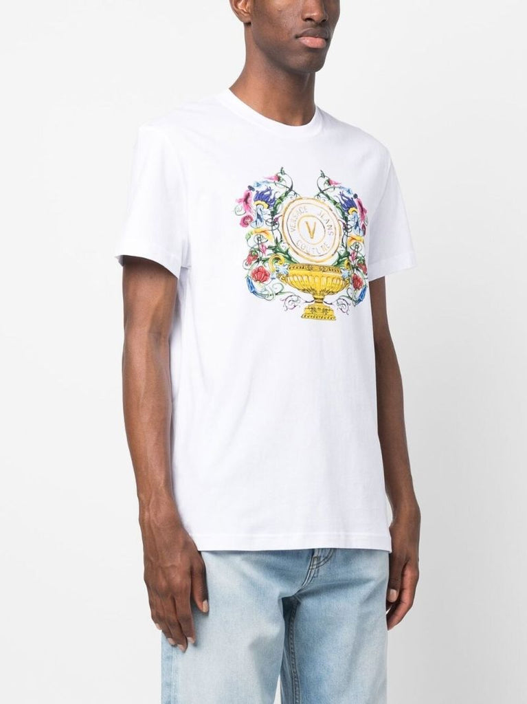 White Graphic Print Cotton T-shirt