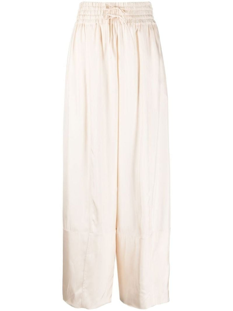 Neutral Satin Palazzo Trousers