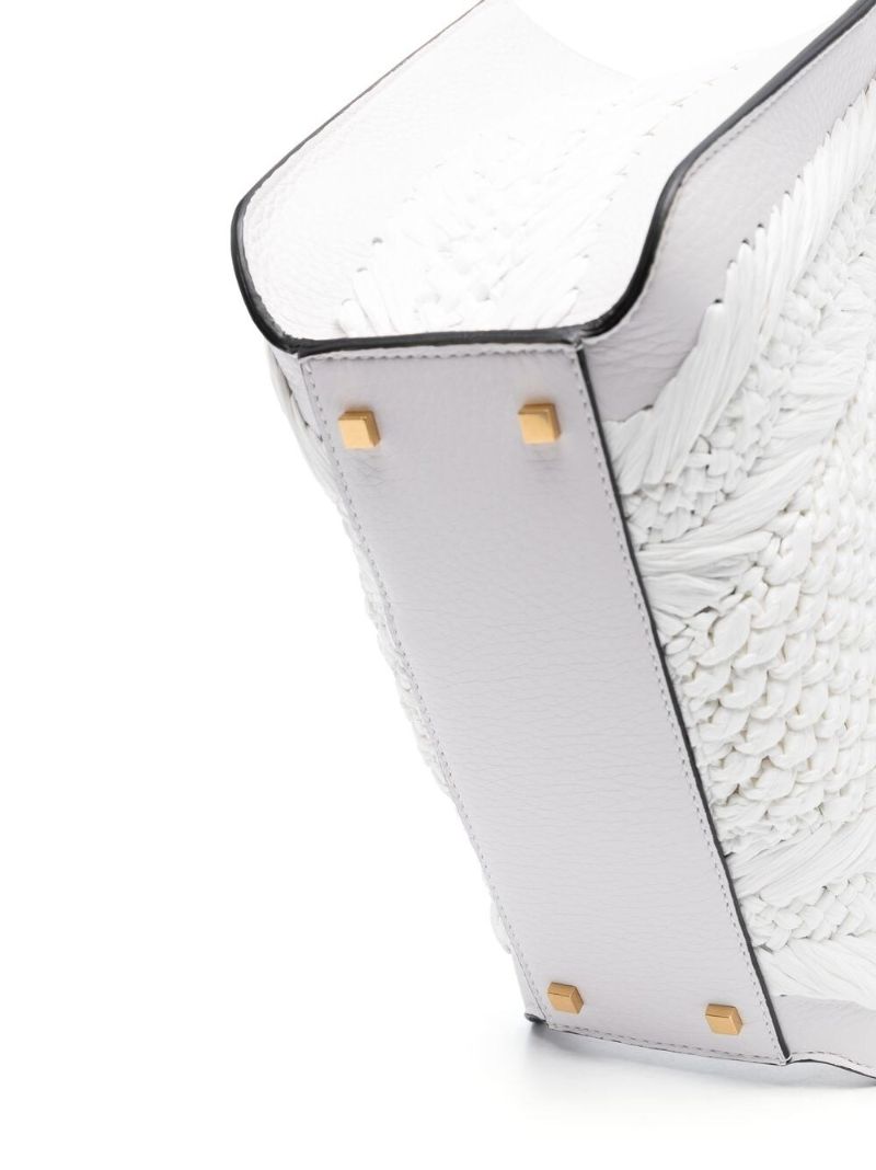 White Leather Vlogo Tote Bag