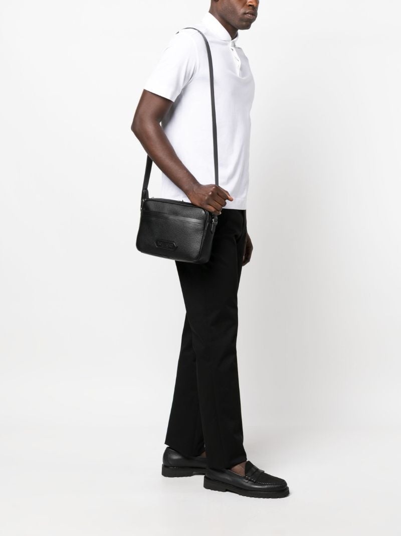 Black Lozenge Patch Messenger Bag