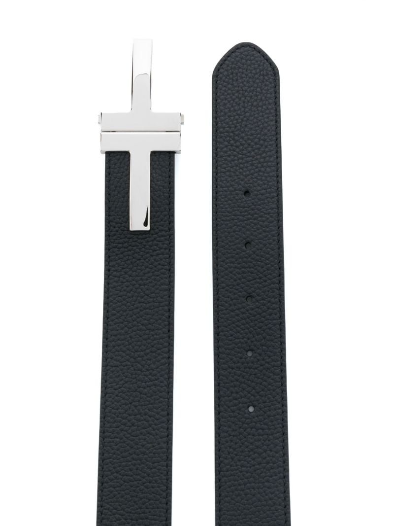 Blue Leather Logo Buckle Belt