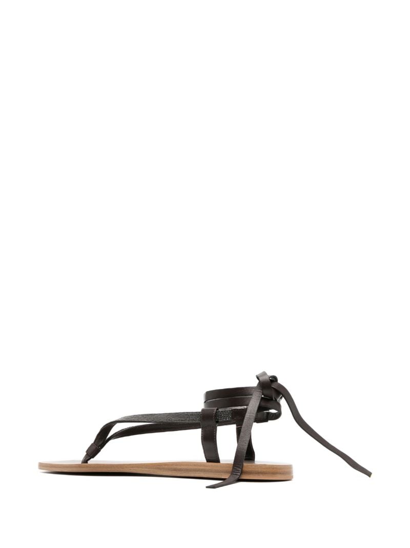 Black Crystal-embellished Leather Sandals