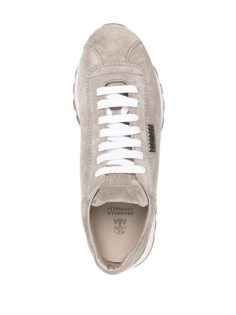 Grey Suede Low-top Sneakers