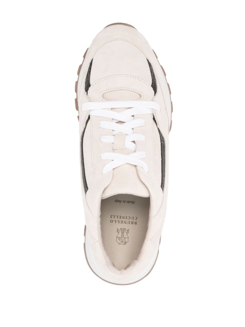 Neutral Panelled Suede Sneakers