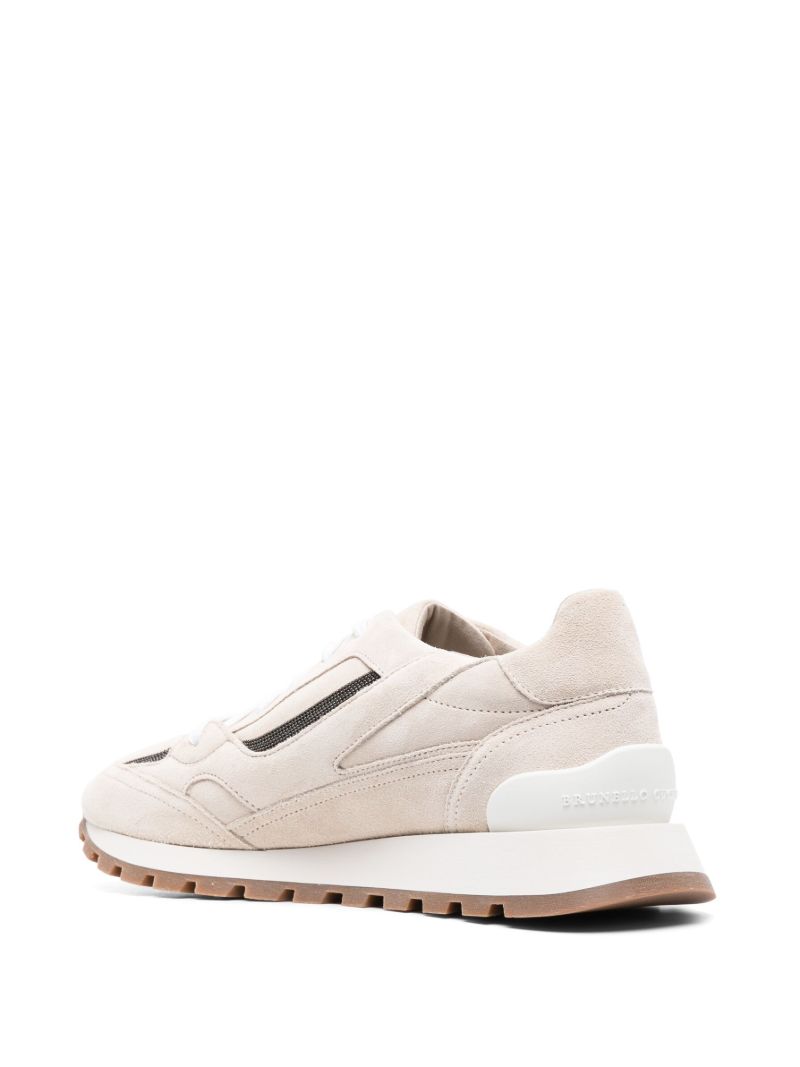Neutral Panelled Suede Sneakers