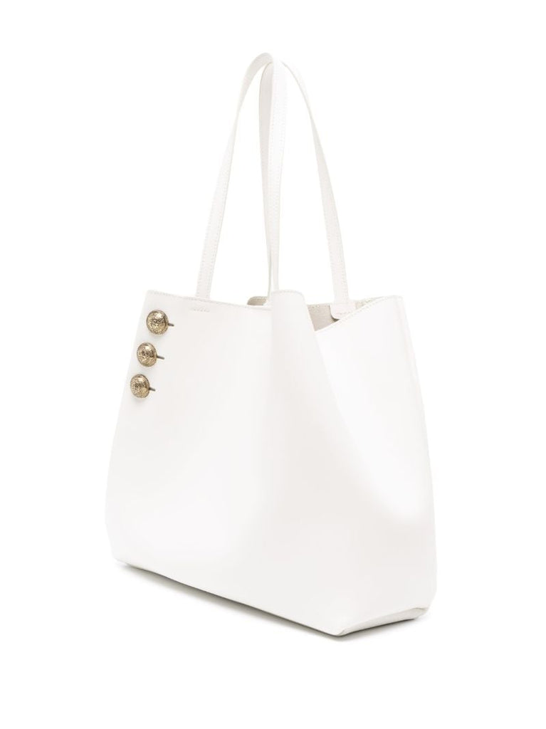 White Logo Print Tote Bag
