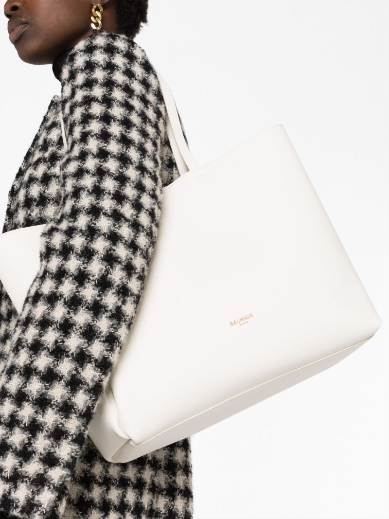 White Logo Print Tote Bag
