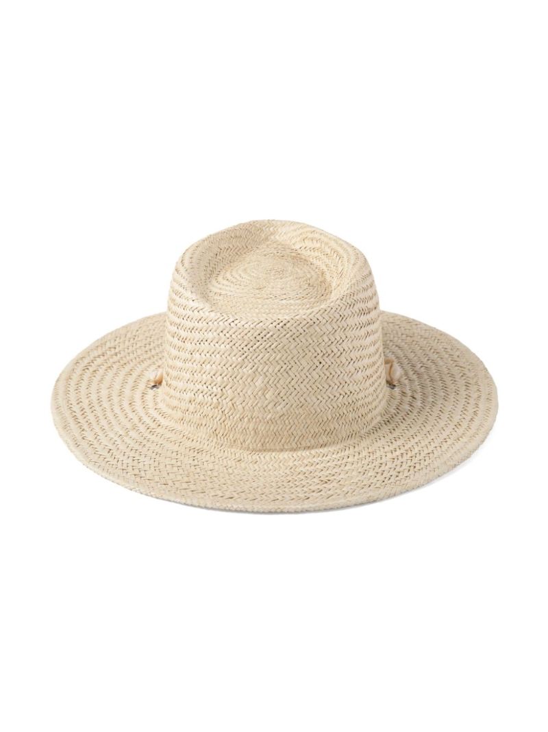Neutral Seashells Straw Fedora Hat