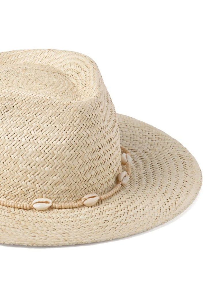 Neutral Seashells Straw Fedora Hat