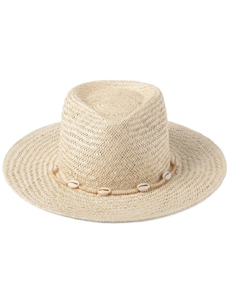 Neutral Seashells Straw Fedora Hat