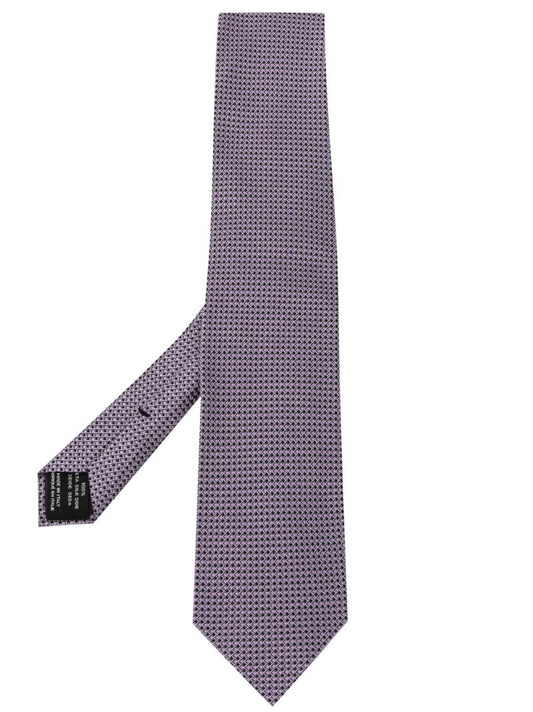 Purple Geometric Jacquard Silk Tie