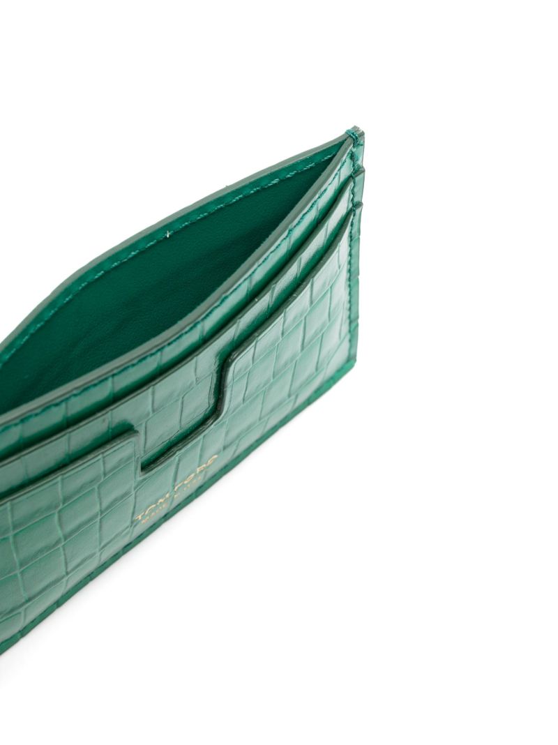 Green Mock Croc Leather Cardholder