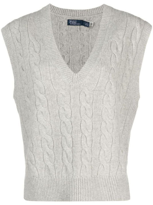Grey Cable-knit Vest
