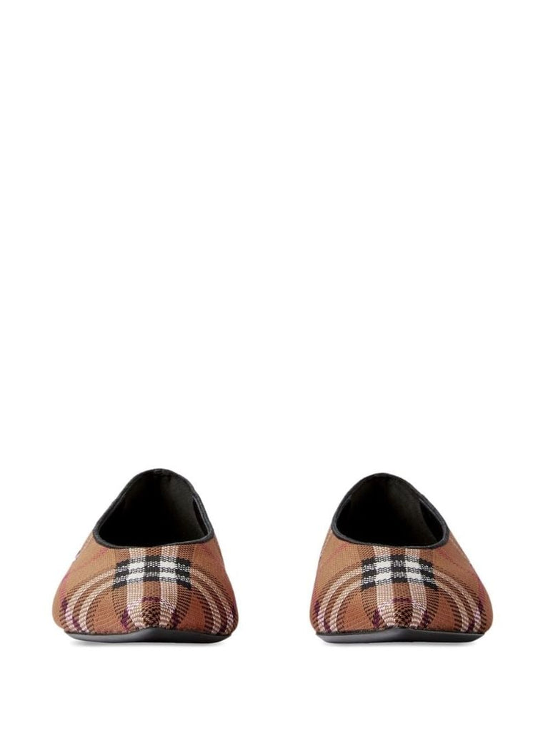 Brown Vintage Check Ballerina Shoes