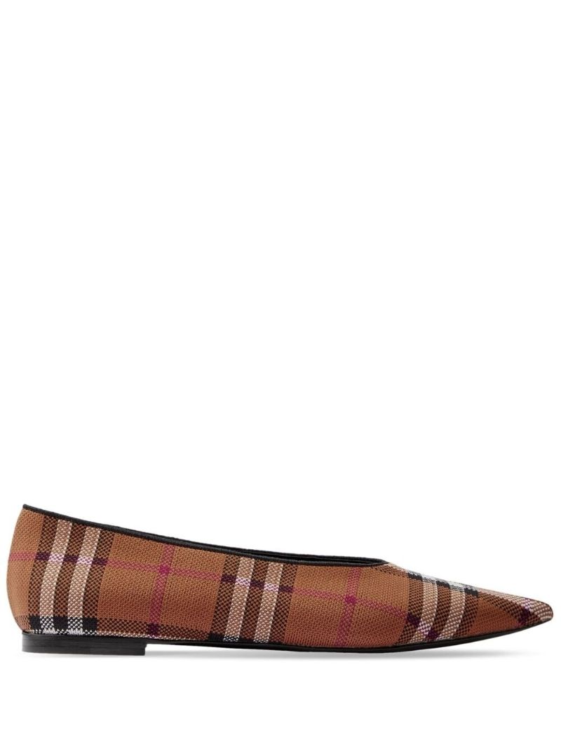 Brown Vintage Check Ballerina Shoes