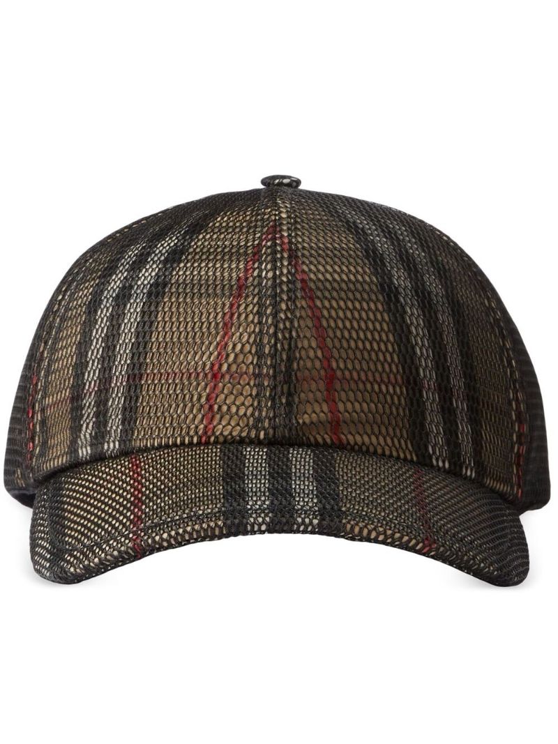 Black Mesh Overlay Check Baseball Cap