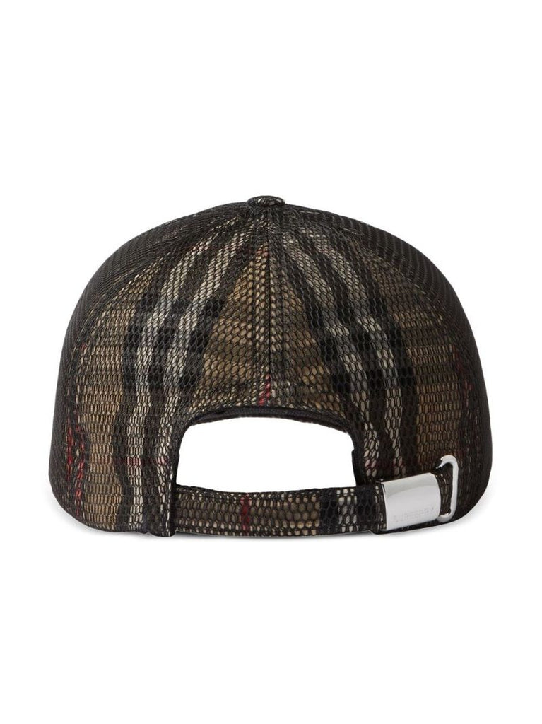 Black Mesh Overlay Check Baseball Cap
