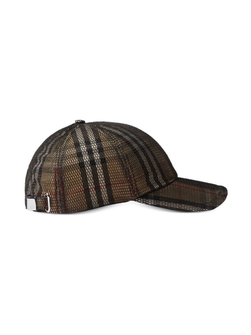 Black Mesh Overlay Check Baseball Cap