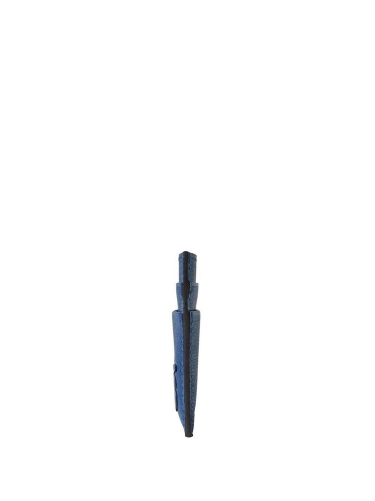 Blue Grainy Leather Tb Card Holder