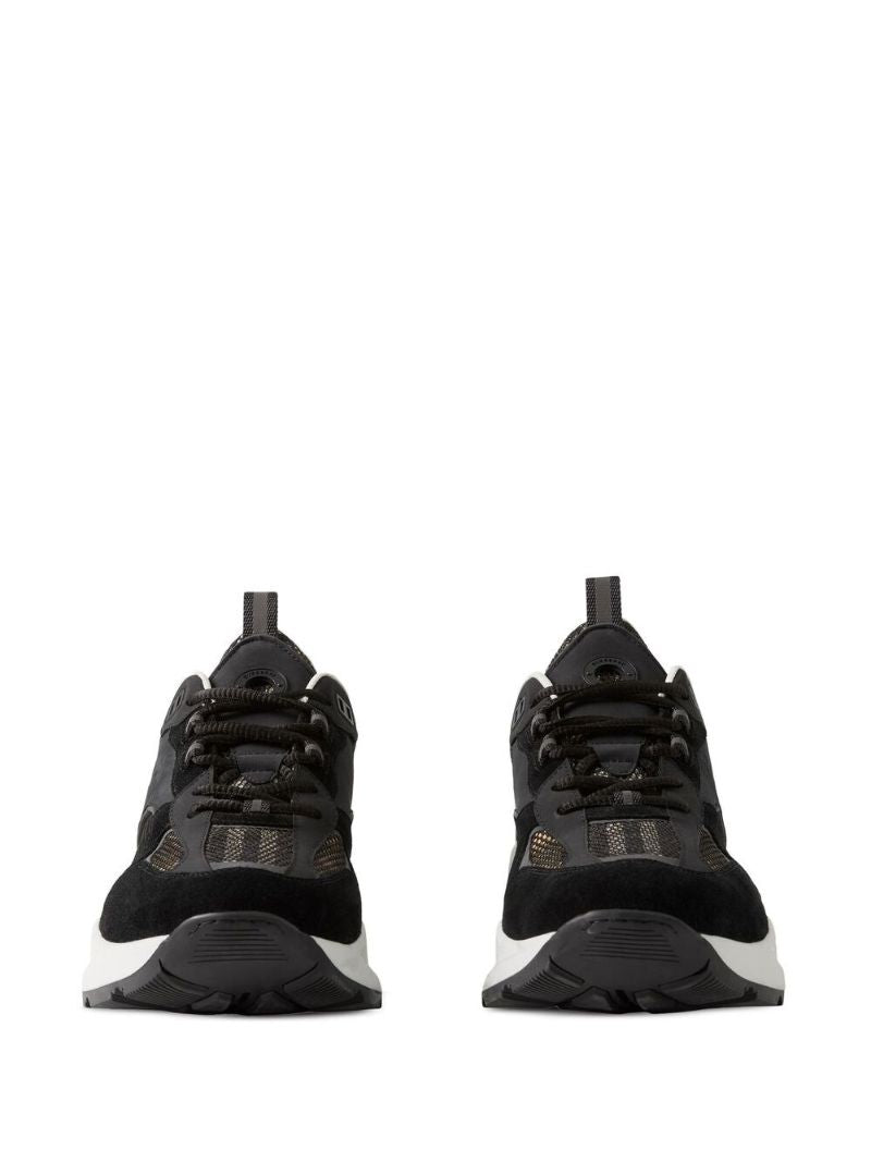 Black Panelled Mesh Sneakers