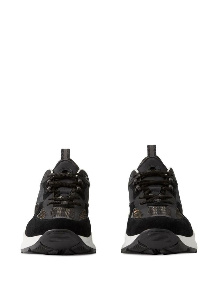 Black Panelled Mesh Sneakers