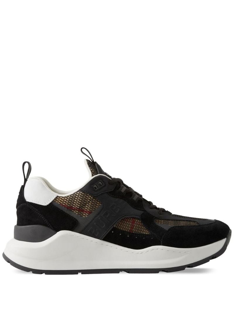 Black Panelled Mesh Sneakers