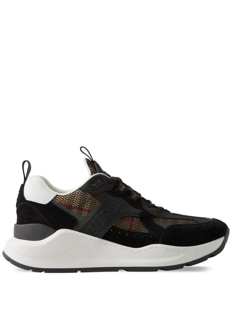 Black Panelled Mesh Sneakers