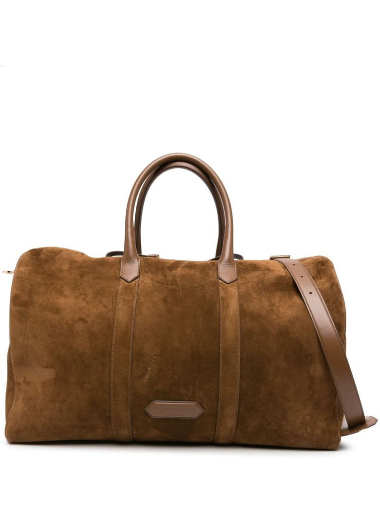 Brown Suede Duffle Bag