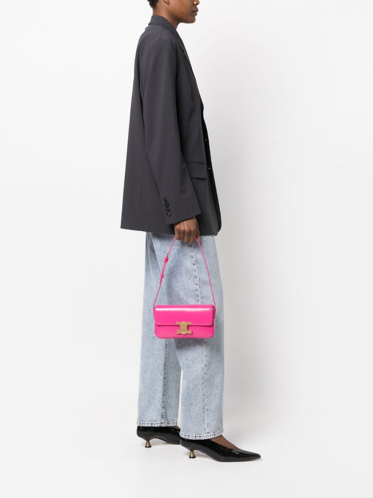 Pink Triomphe-plaque Leather Shoulder Bag