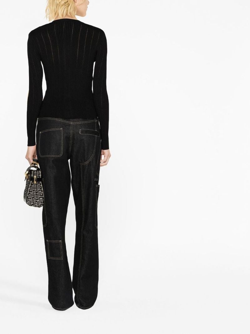 Black Button-embellished Cardigan