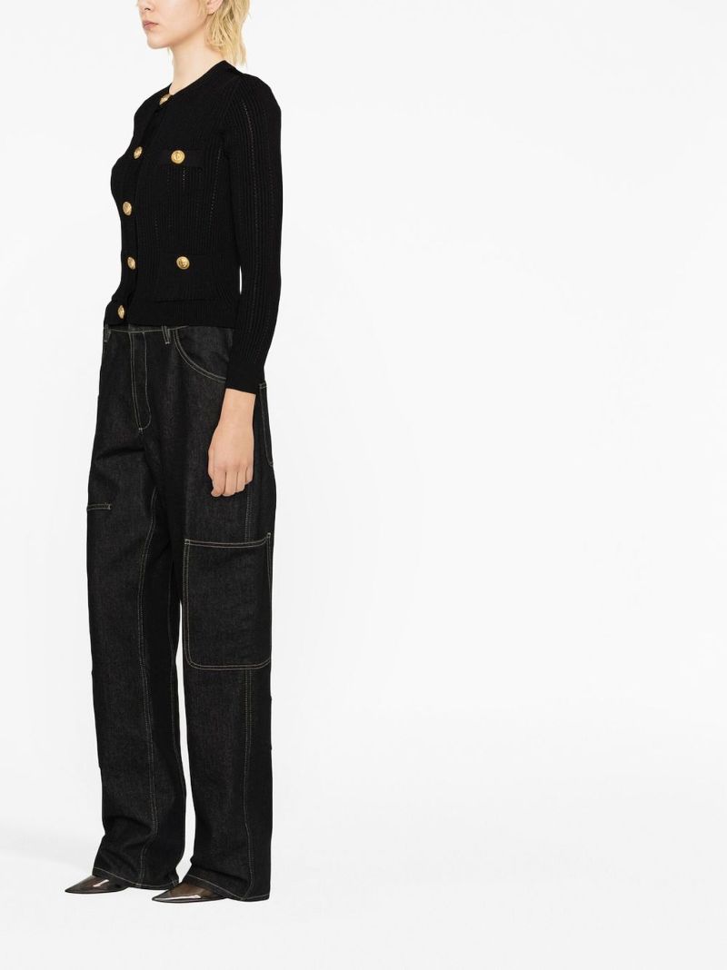 Black Button-embellished Cardigan