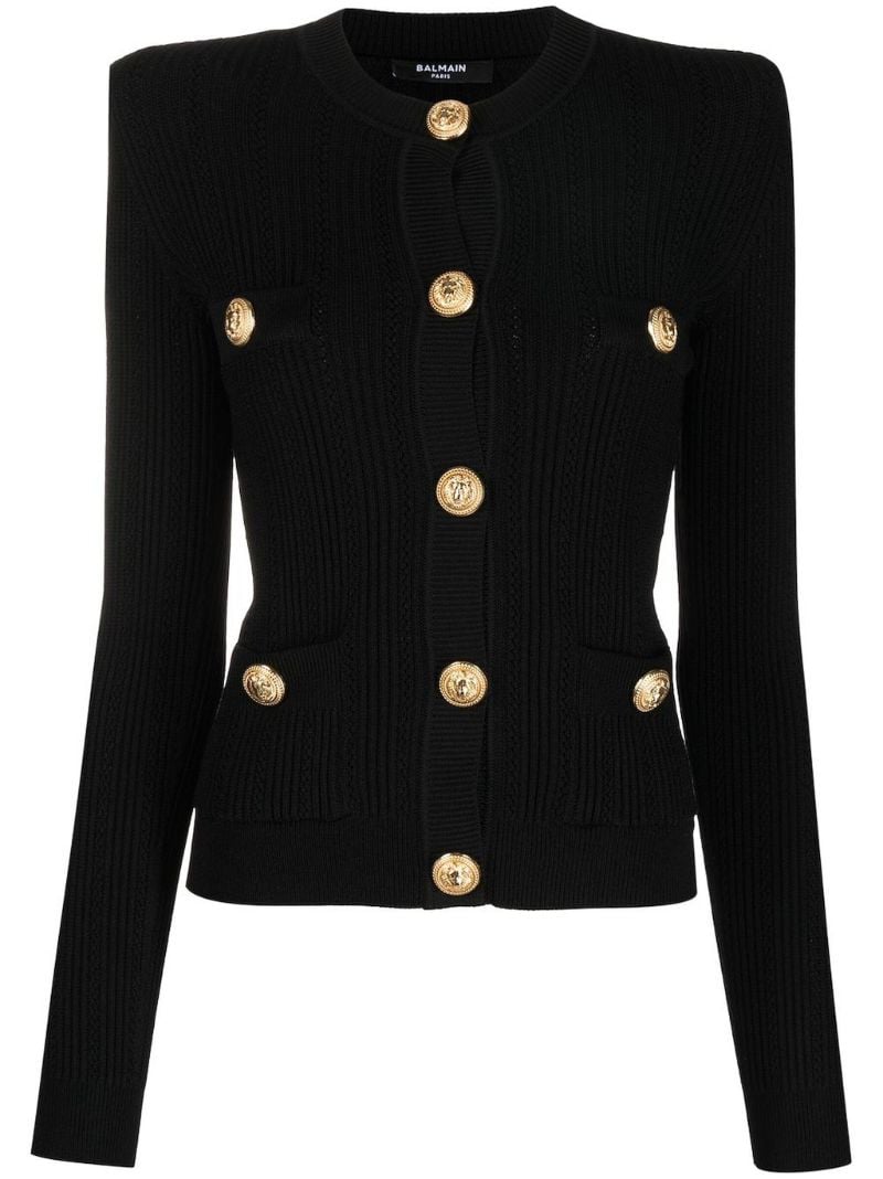 Black Button-embellished Cardigan