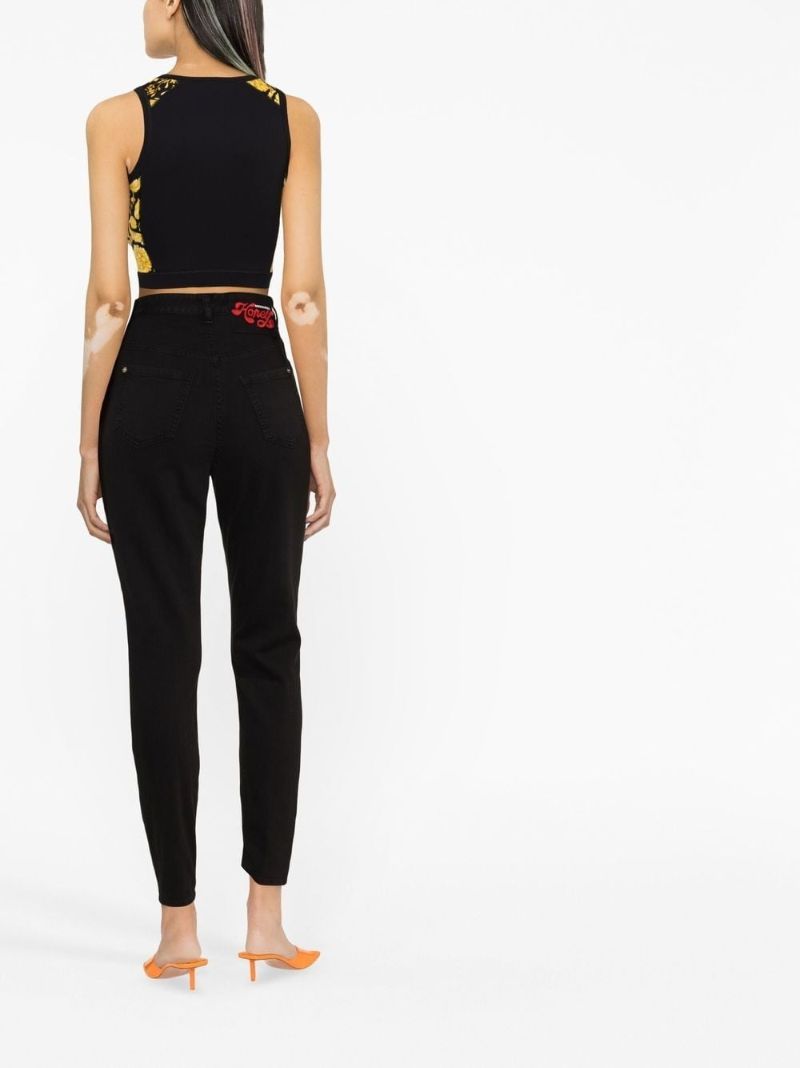 Black Baroque Print Cropped Top