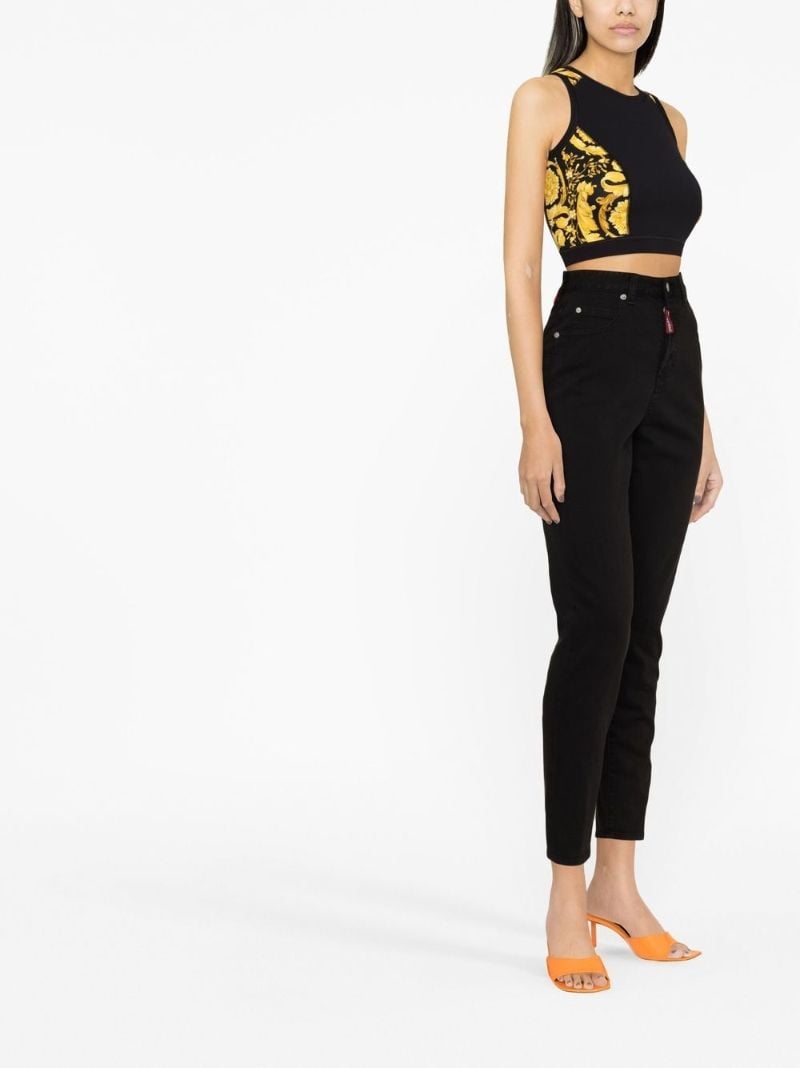 Black Baroque Print Cropped Top