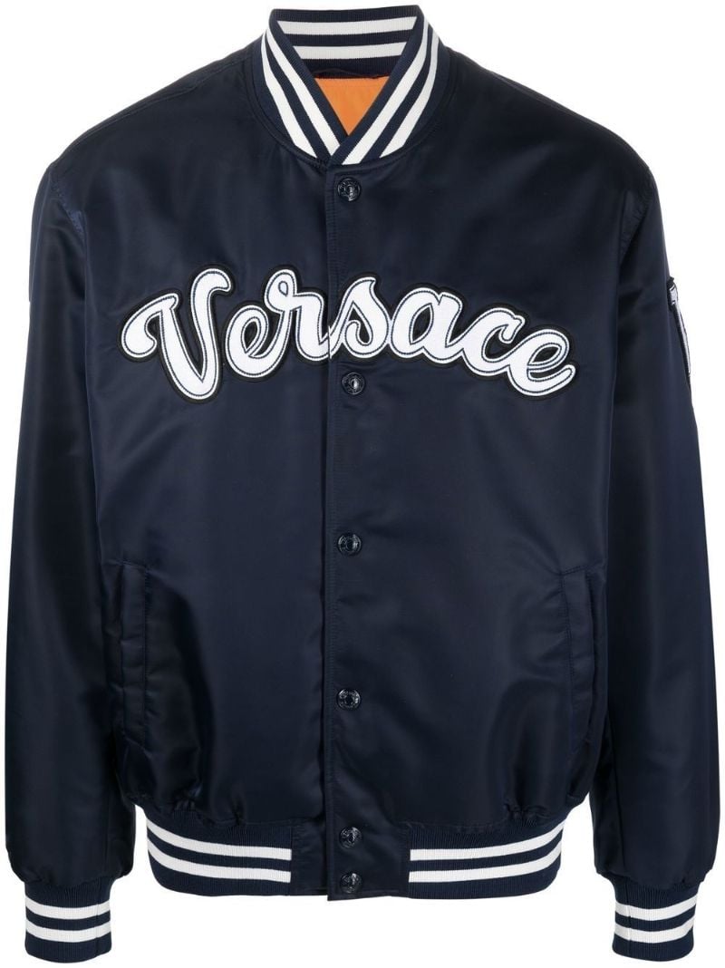 Blue Logo Patch Bomber Jacket