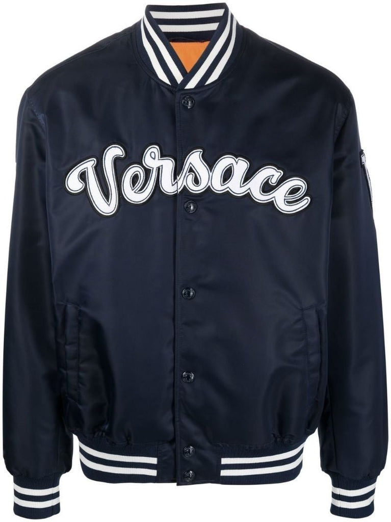 Blue Logo Patch Bomber Jacket