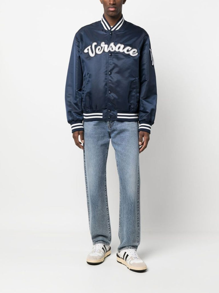 Blue Logo Patch Bomber Jacket
