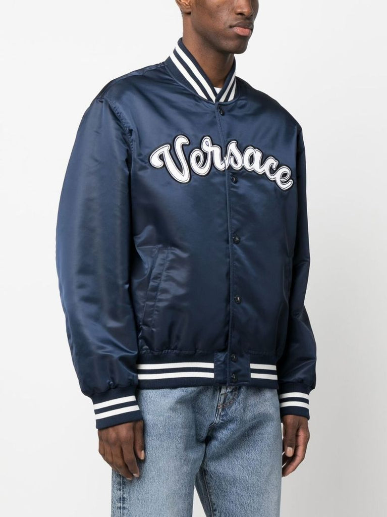 Blue Logo Patch Bomber Jacket