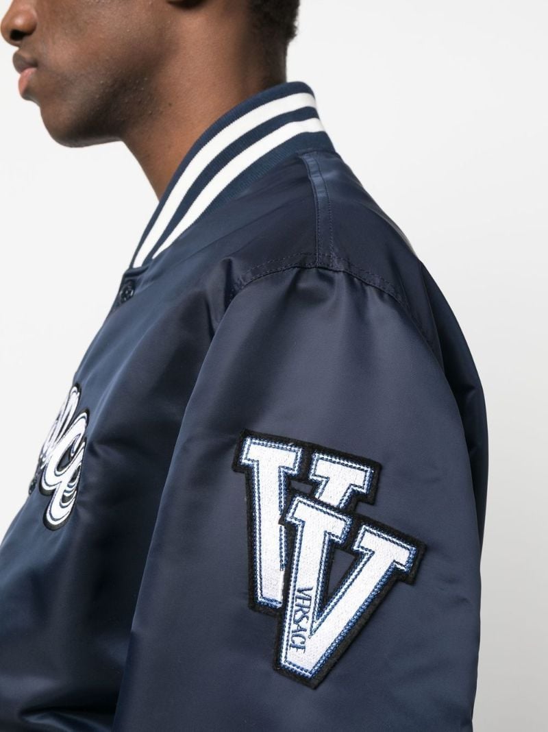 Blue Logo Patch Bomber Jacket