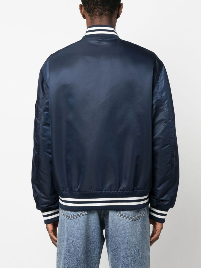 Blue Logo Patch Bomber Jacket