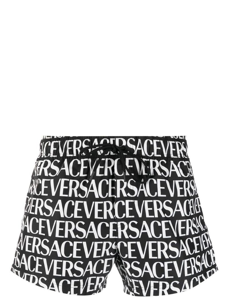 Black Allover-print Swim Shorts