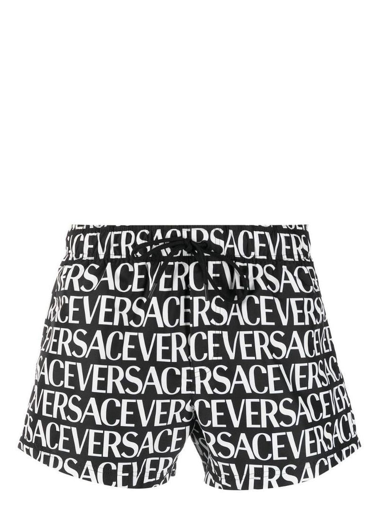 Black Allover-print Swim Shorts