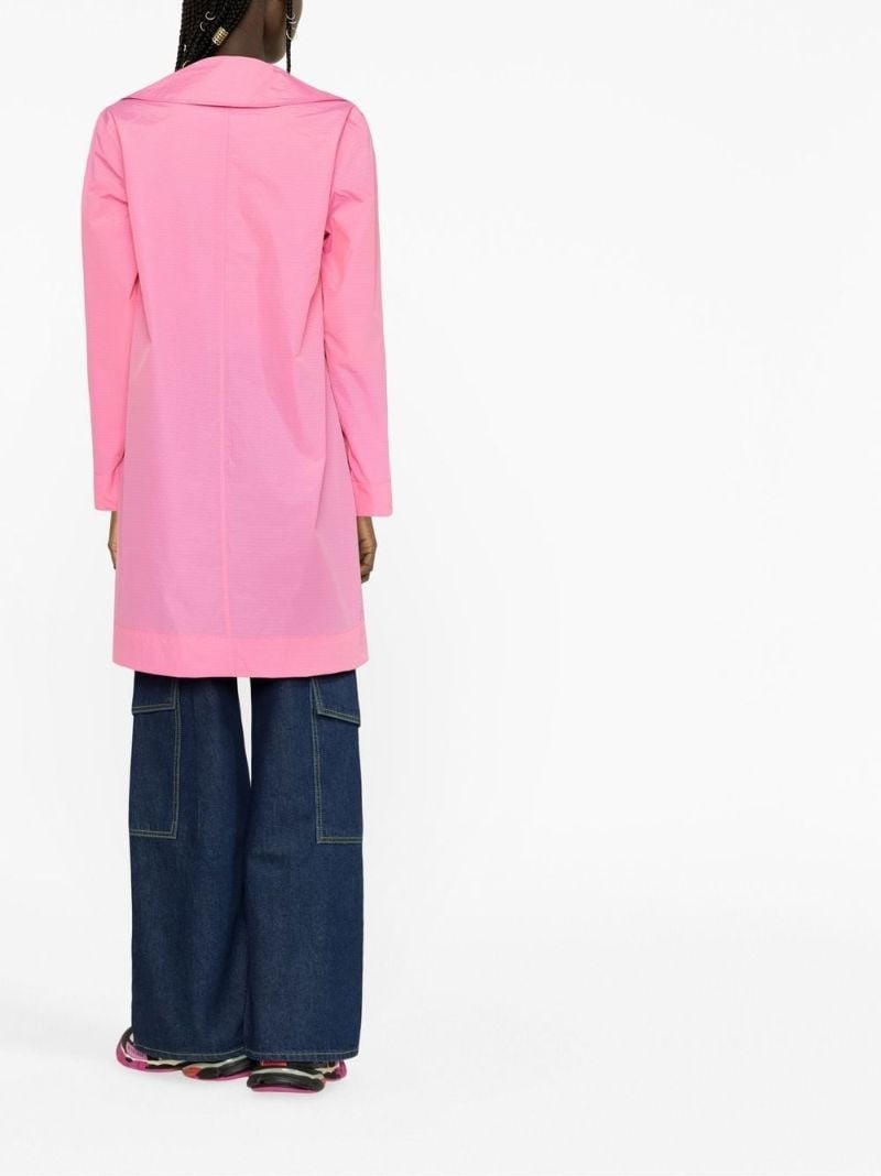 Pink Multiple Pockets Logo Patch Raincoat