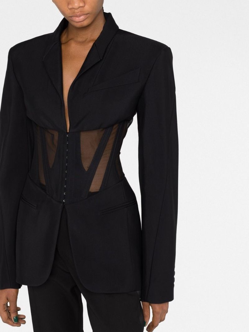 Black Cut-out Corseted Blazer