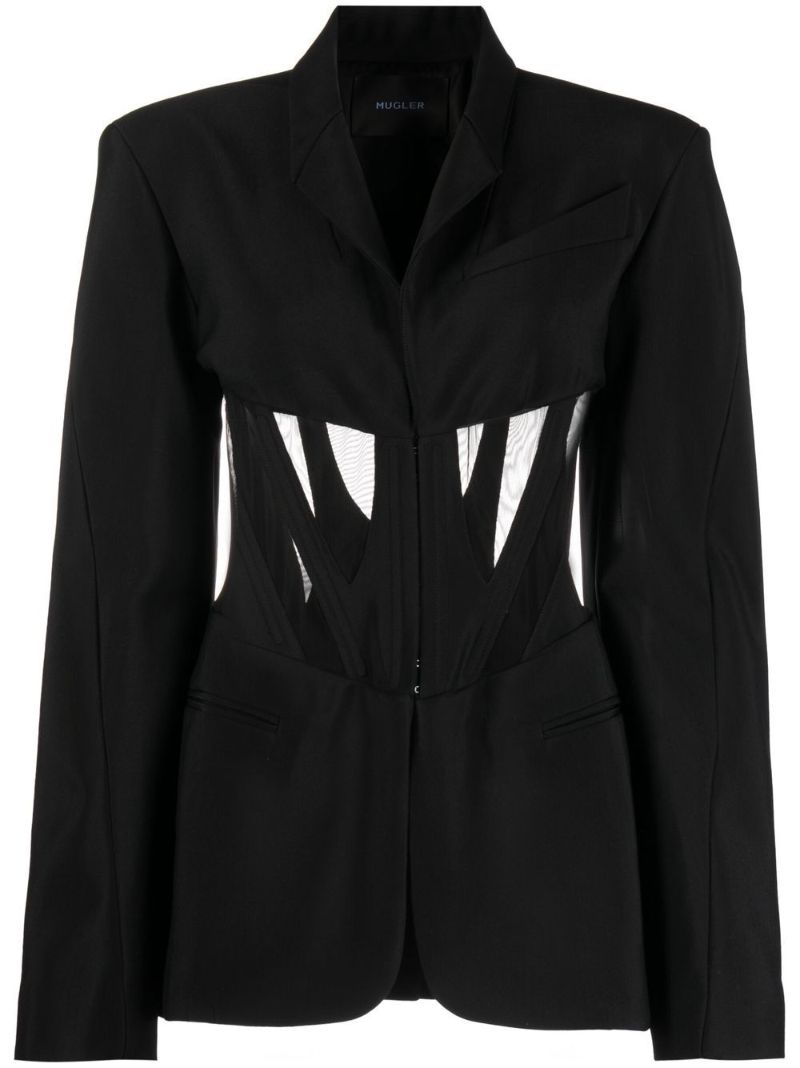 Black Cut-out Corseted Blazer