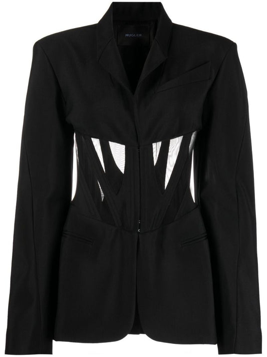 Black Cut-out Corseted Blazer