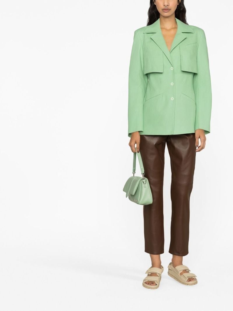Green Panelled Notch Lapels Blazer