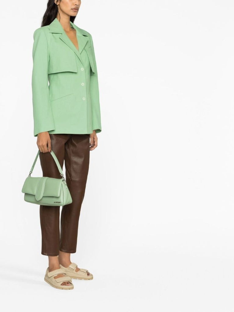 Green Panelled Notch Lapels Blazer