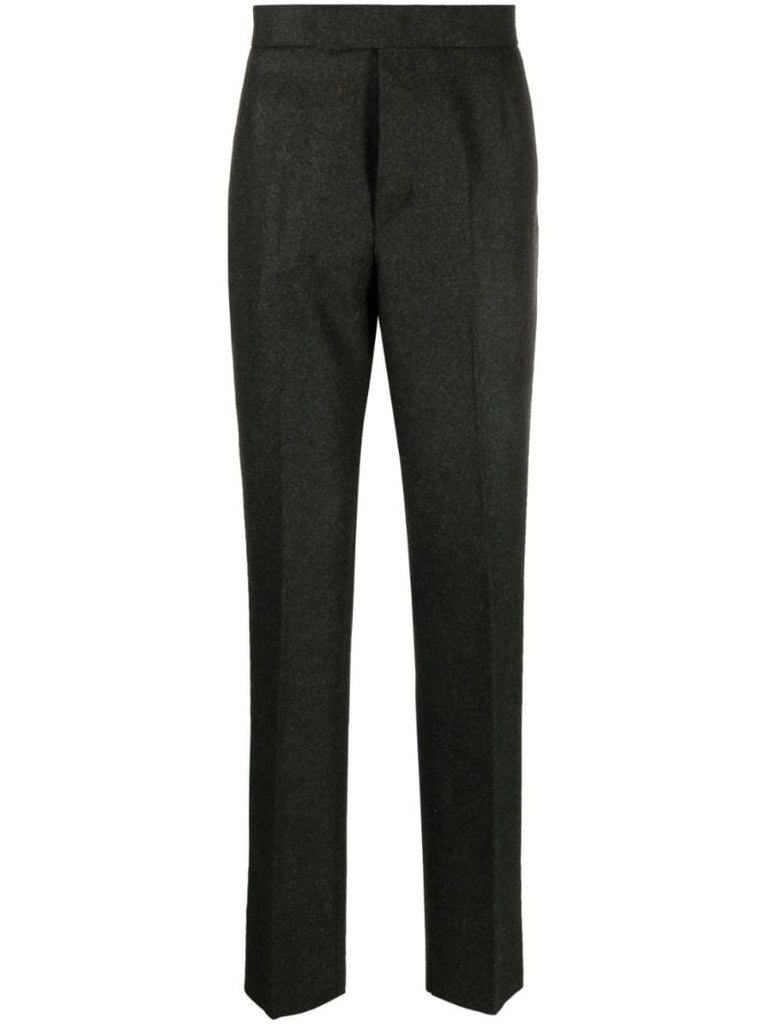 Green Wool Straight-leg Trousers