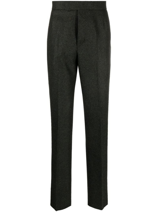 Green Wool Straight-leg Trousers